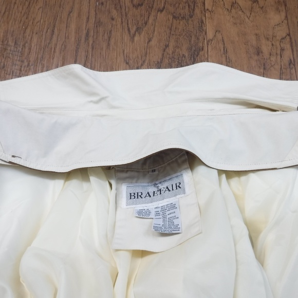 Braefair Brown Leather Trim&Detachable Lining&Collar Ivory Duffle Coat - Picture 11 of 11